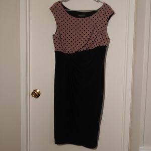 Polka dot black and tan dress